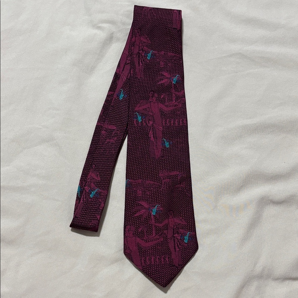 Boss Burgundy and Teal Patterned Tie - Picture 3 of 6
